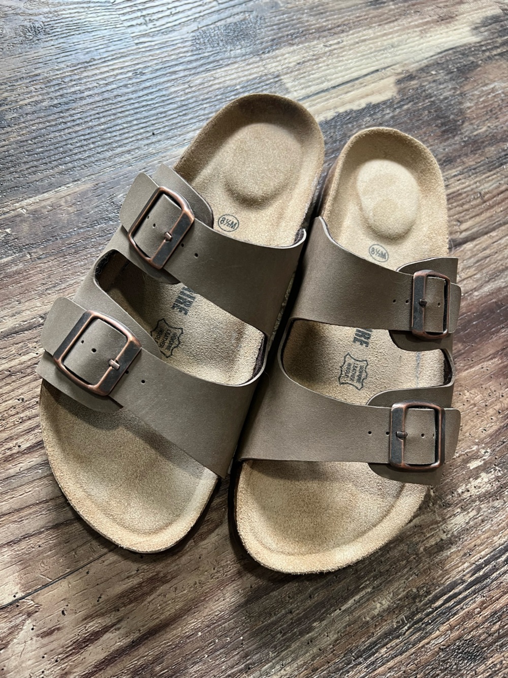 Cushionaire Double Buckle Comfort Sandals Taupe Women’s 8.5
